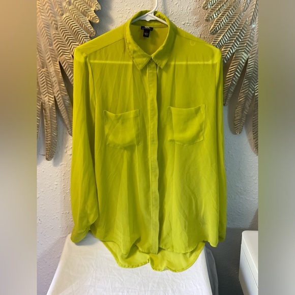 Rock & Republic Tops - Rock & Republic Sheer Top size 12 large neon yellow green